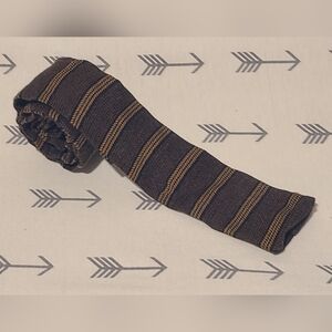 Vintage 50s Haband’s Ty Tweed Skinny Square End / Tip Tie Brown Striped Necktie